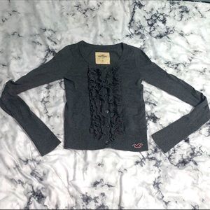 Ruffled cardigan dark grey